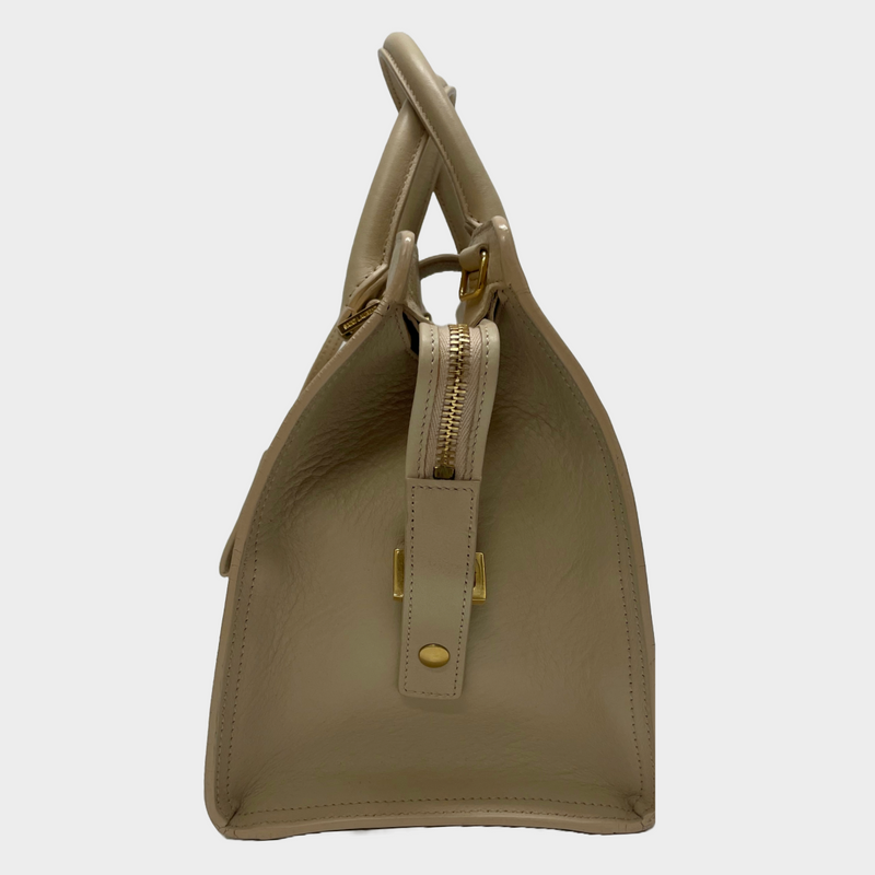 Saint Laurent women's beige leather cabas rive gauche handbag