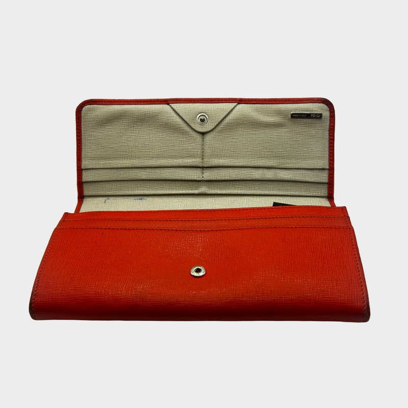 Fendi women's red leather wallet with eye motif