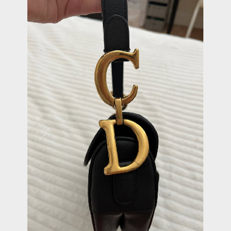 CHRISTIAN DIOR black leather Saddle handbag