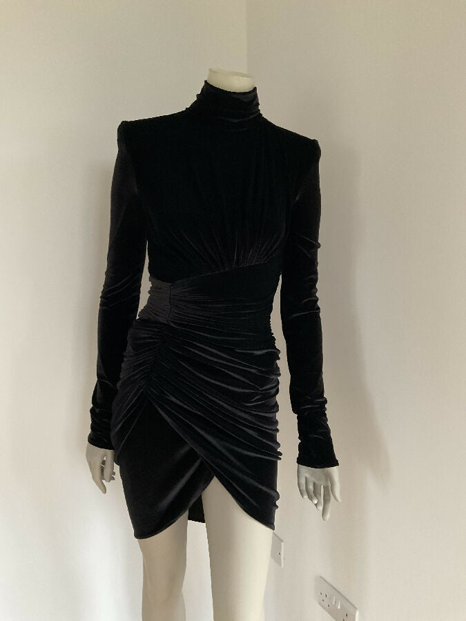 Alexandre Vauthier women's black velvet occasion dress