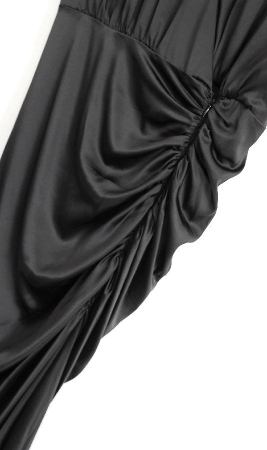 Veronica Beard black silk wrap-effect ruched Casela dress