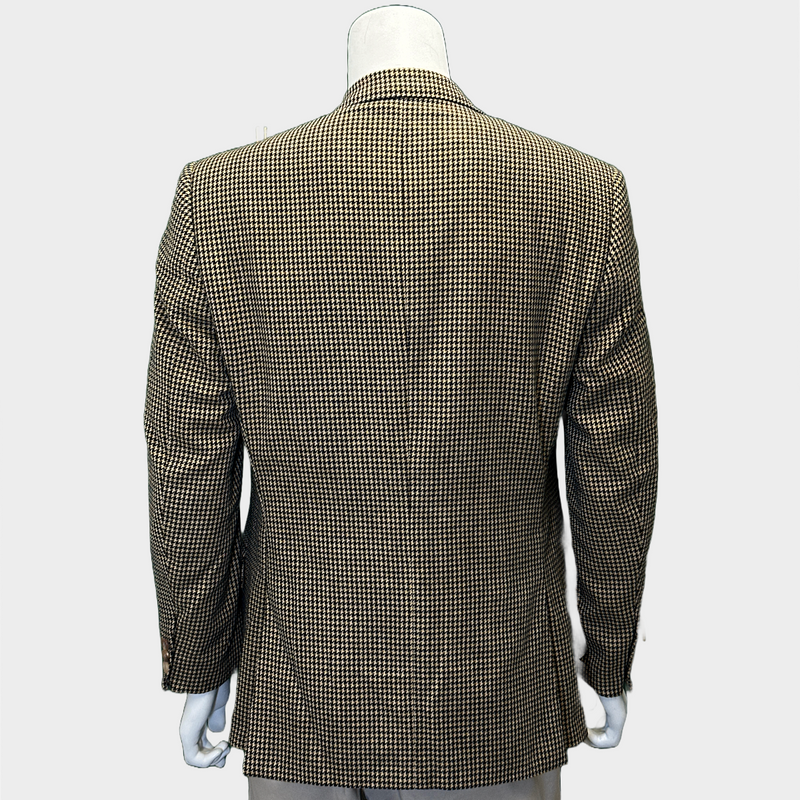 Ermenegildo Zegna men's yellow and navy cashmere houndstooth blazer