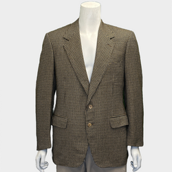 Ermenegildo Zegna men's yellow and navy cashmere houndstooth blazer