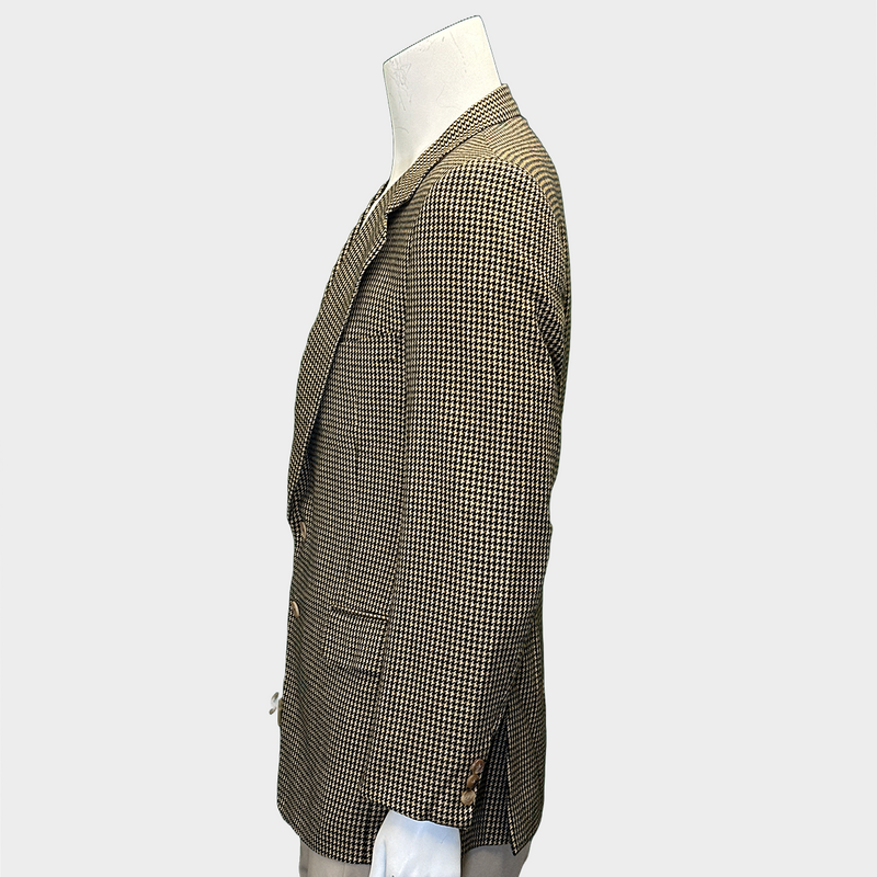 Ermenegildo Zegna men's yellow and navy cashmere houndstooth blazer