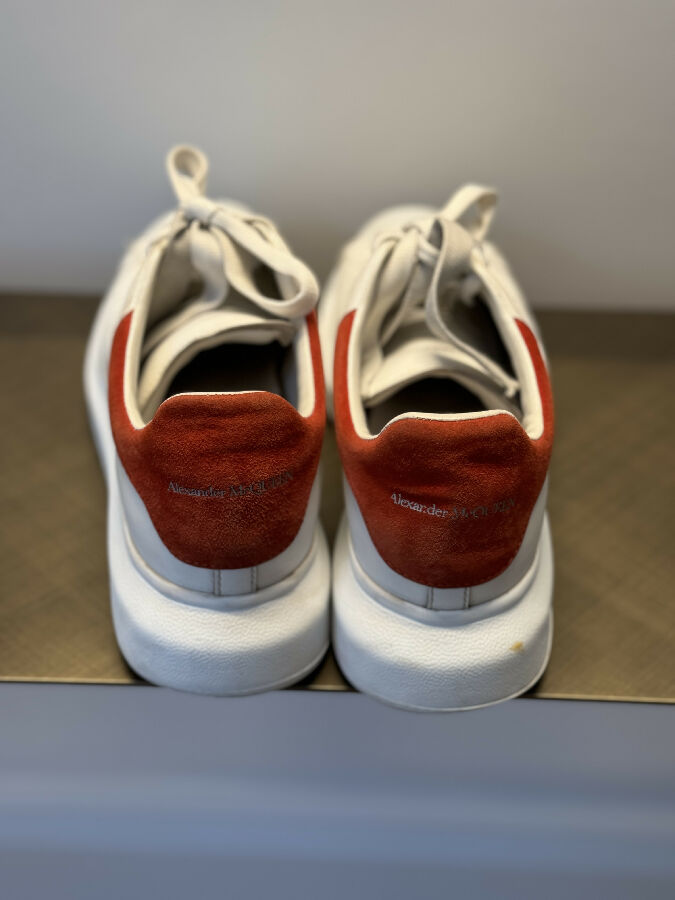 Alexander McQueen women's white and red Oversized leather trainers
