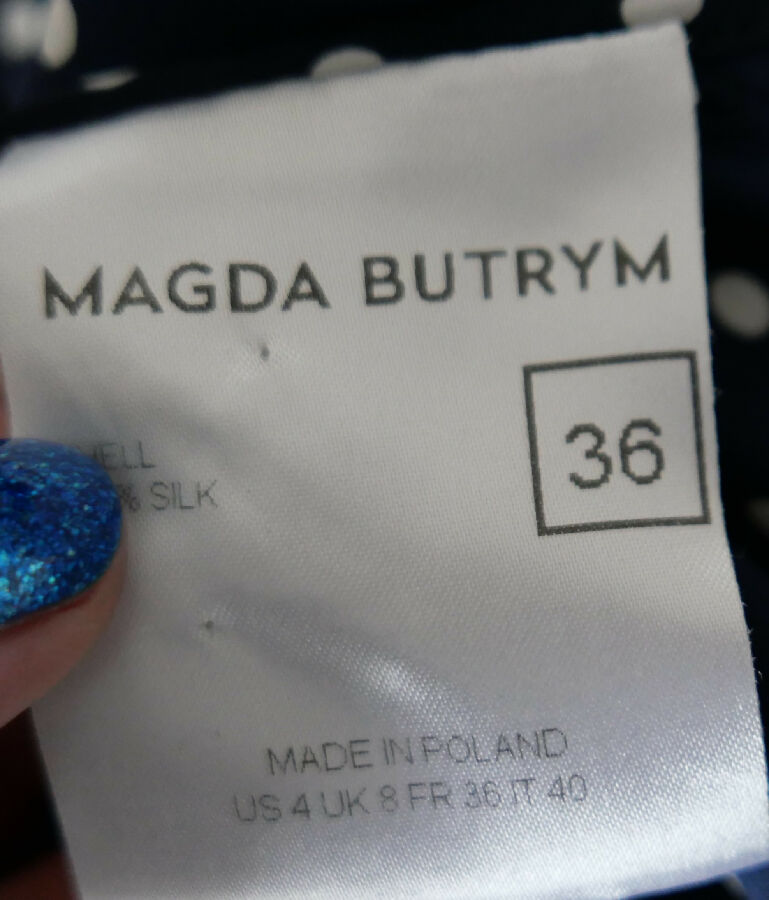 Magda Butrym women's navy and white Orleans Polka Dot Silk Blouse