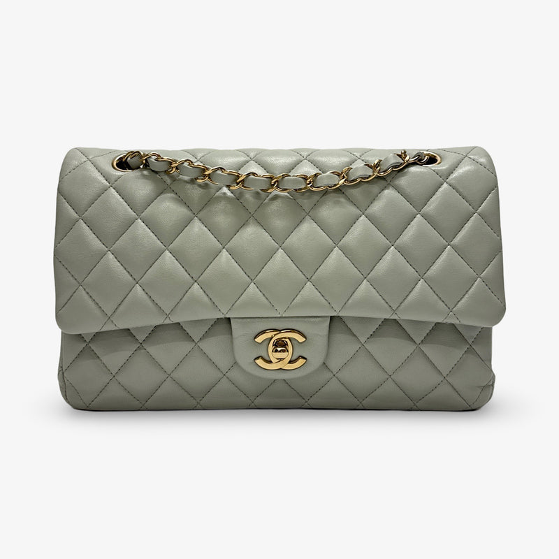 Chanel Timeless Medium Double Flap Dove Gray Handbag