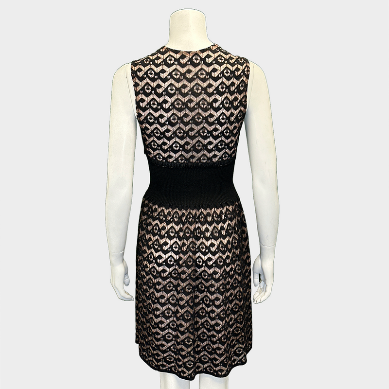 ALAÏA black and beige sleeveless lace dress