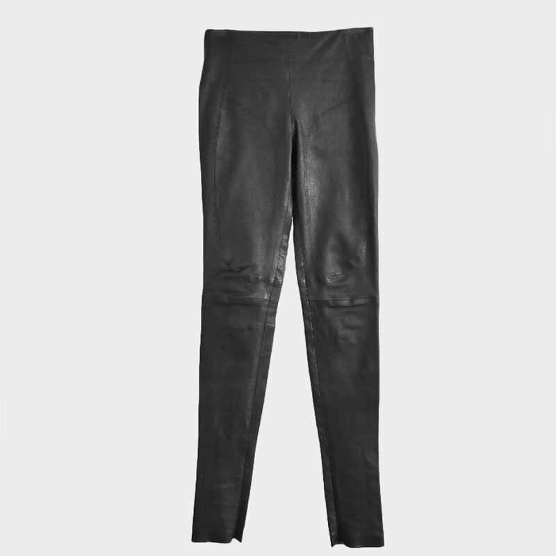 Balenciaga women's black leather leggings