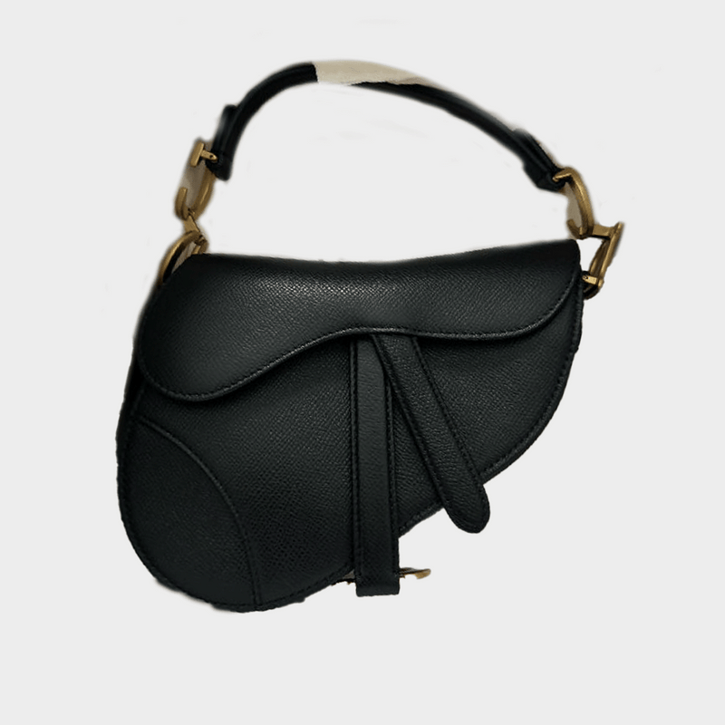 Christian Dior black leather mini Saddle bag