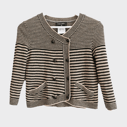 Chanel women's camel and black Resort 2015 silk knit cropped jacket