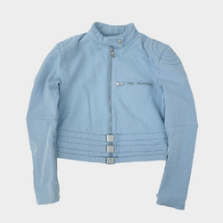 Chanel women's blue cotton biker jacket