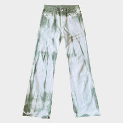 Louis Vuitton men’s white and green tie-dye flared jeans