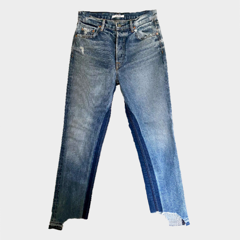 GRLFRND women's blue two tone cotton straight-leg Helena jeans