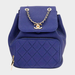 Chanel blue caviar leather business affinity backpack