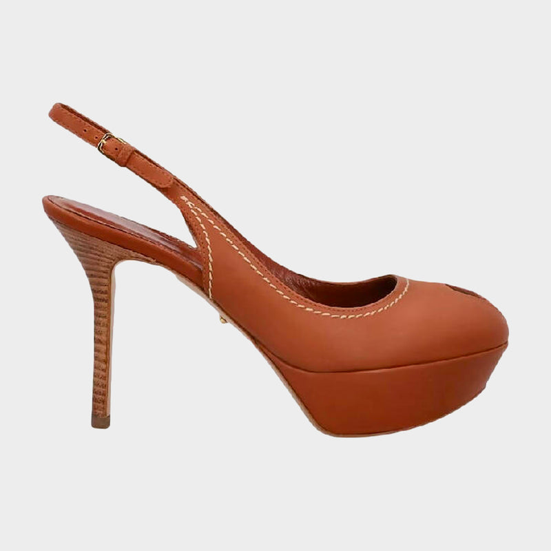Sergio Rossi brown leather heeled sandals
