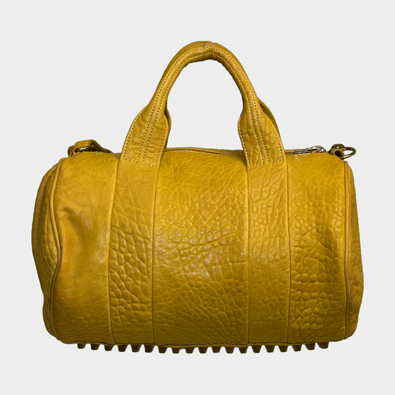 Alexander Wang yellow pebbled lambskin leather Rocco duffle bag