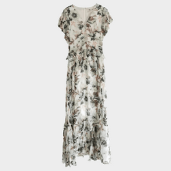 Diane Von Furstenberg women's cream floral print Carol Silk Chiffon Dress