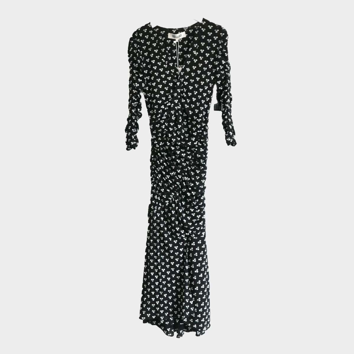 dvf briella ruched mesh dress Diane von Furstenberg Women's XS Briella Ruched Mesh Dress, Black
