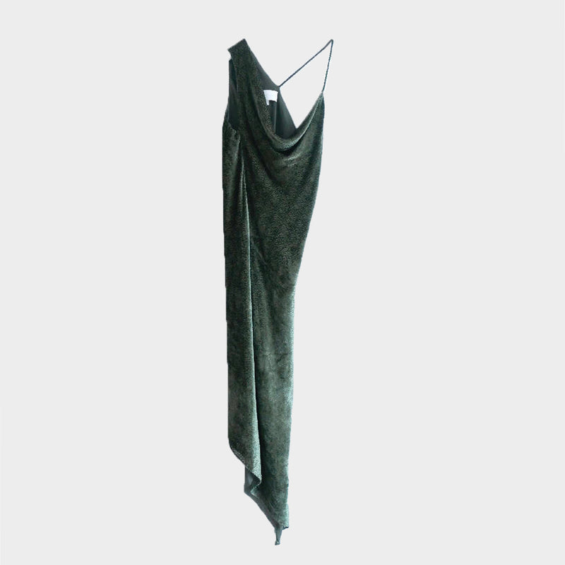 Michelle Mason women’s olive green velvet devore dress