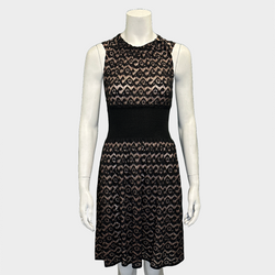 ALAÏA black and beige sleeveless lace dress