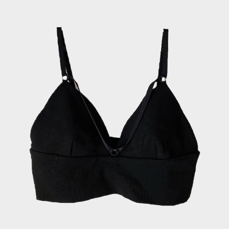 T By Alexander Wang black viscose triangle bralette top