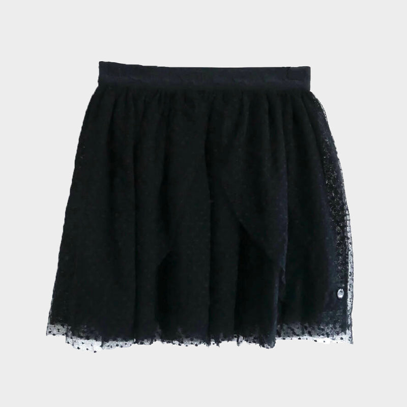 Dior girl's black polka dot tulle layered tutu skirt