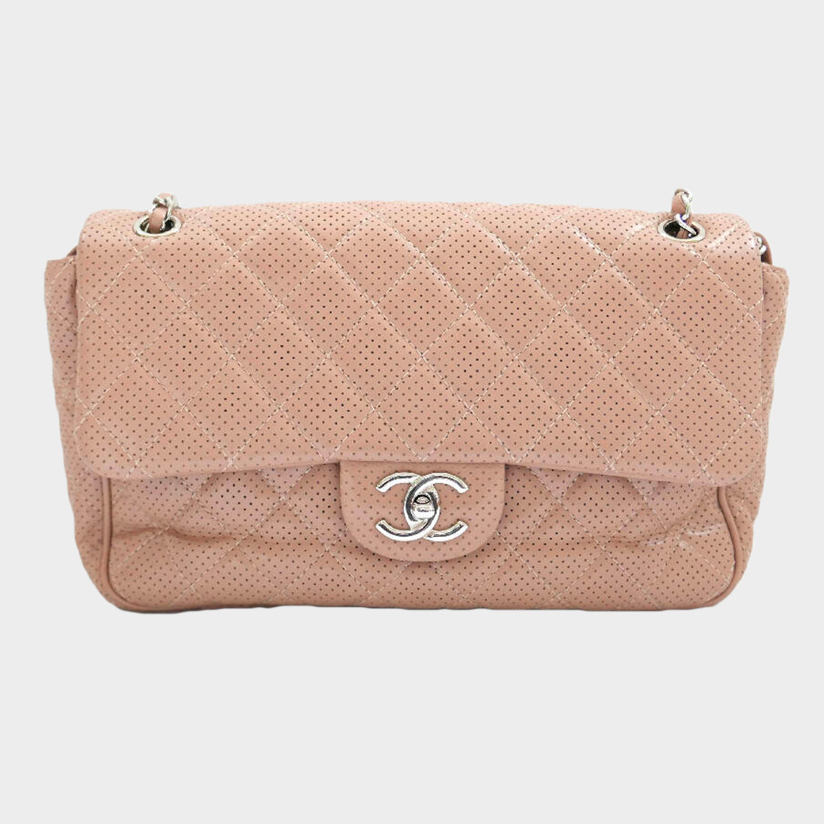 Chanel beige perforated quilted leather classic flap handbag – Loop  Generation