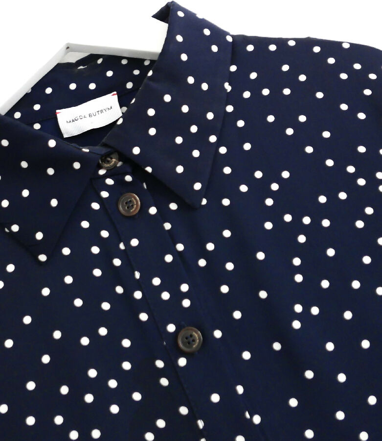 Magda Butrym women's navy and white Orleans Polka Dot Silk Blouse