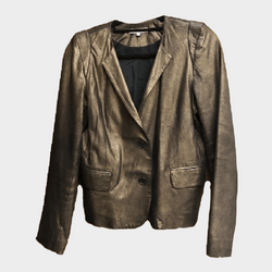 Sandro women's gold and bronze leather jacket