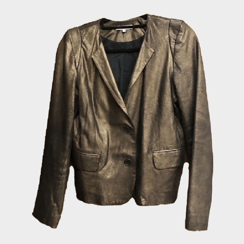 Sandro women's gold and bronze leather jacket