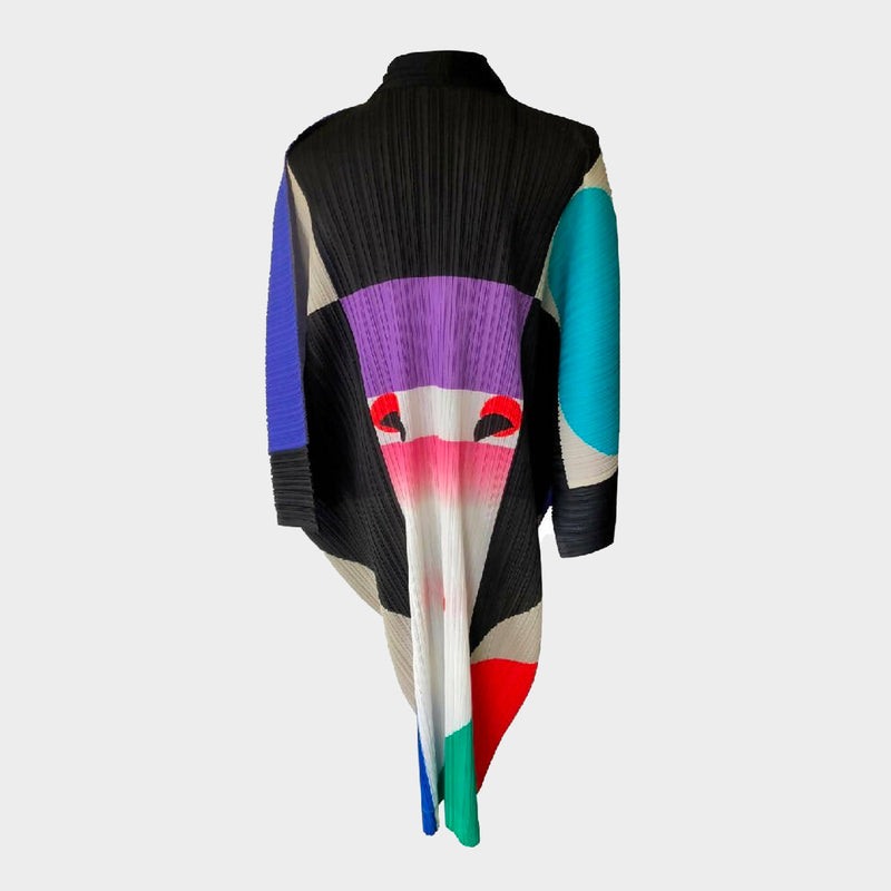 Issey Miyake multicoloured pleated nihon buyo kimono coat