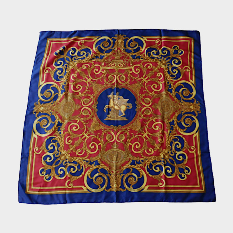 Hermes women's red and blue Les Tuileries Vintage Scarf
