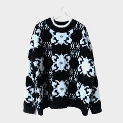 We11done men's blue Spike Studded Space Invader Tinsel Sweater
