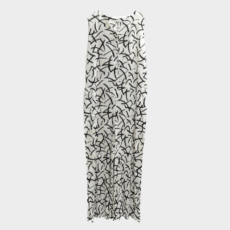 Issey Miyake Pleats Please women's black and white Squiggle Print Jumpsuit