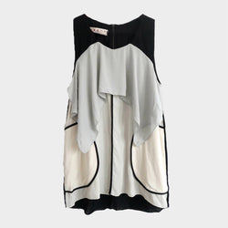 Marni women's neutral multicoloured panelled sleeveless top