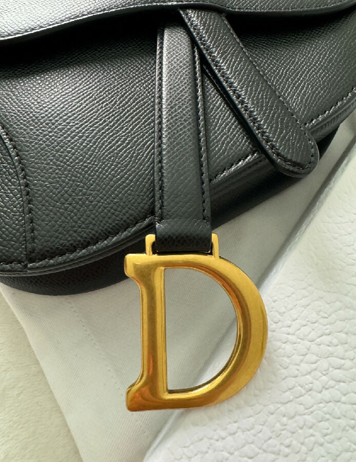 Christian Dior black leather mini Saddle bag