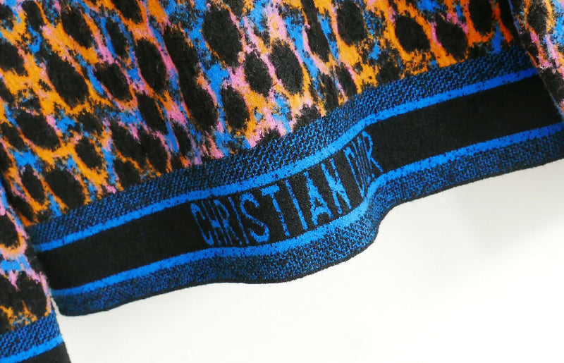 Christian Dior multicoloured neon leopard print wool jacquard jacket