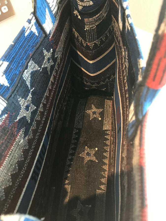 Dior women's American flag motif tote bag