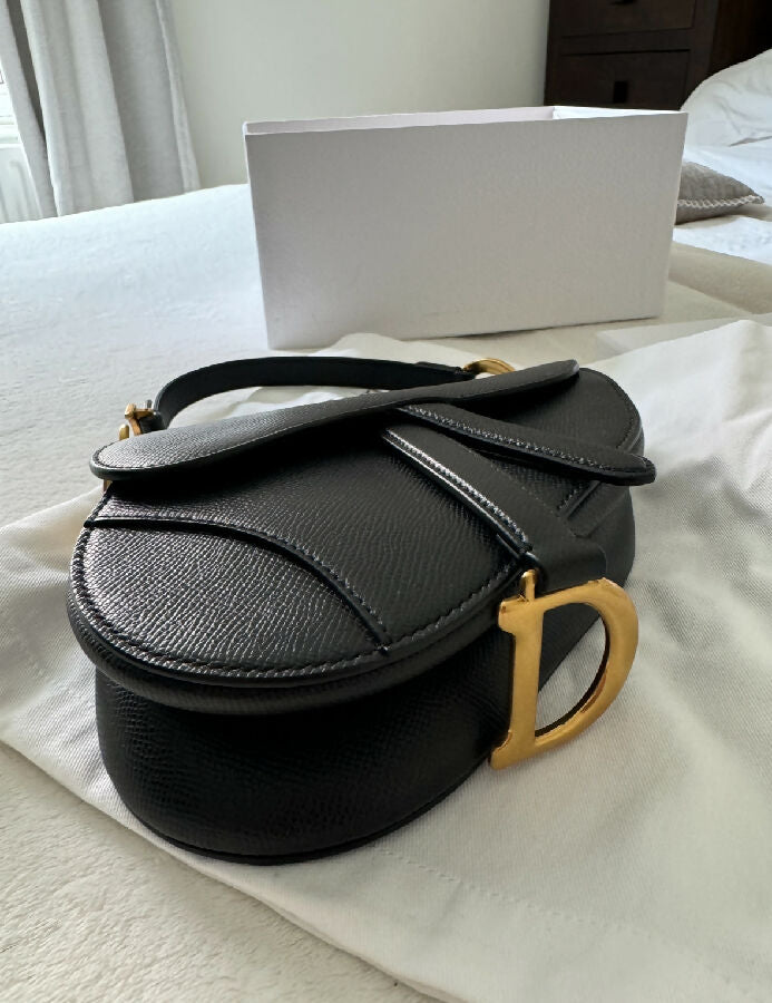 Christian Dior black leather mini Saddle bag