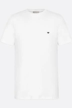 Dior men's white cotton bee logo embroidered t-shirt