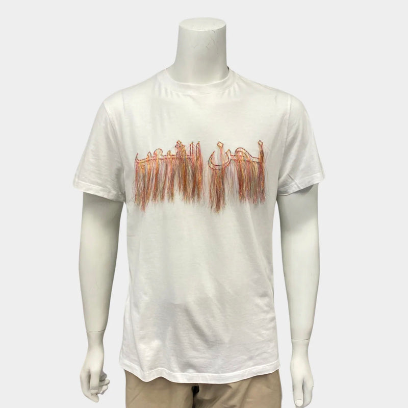 Qasimi men's white embroidered print t-shirt