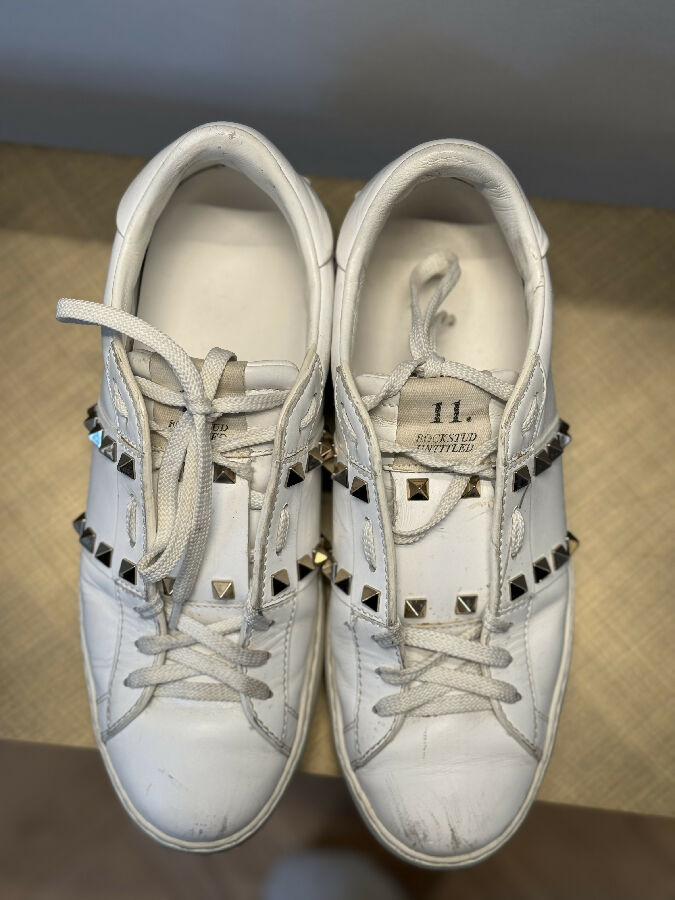Valentino Garavani women's white Rockstud Untitled leather trainers