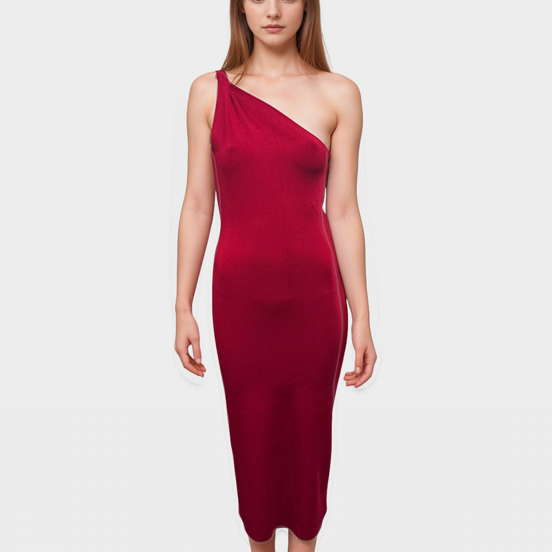 Galvan London Red One shoulder Dress