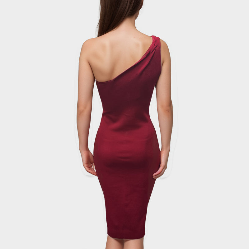 Galvan London Red One shoulder Dress