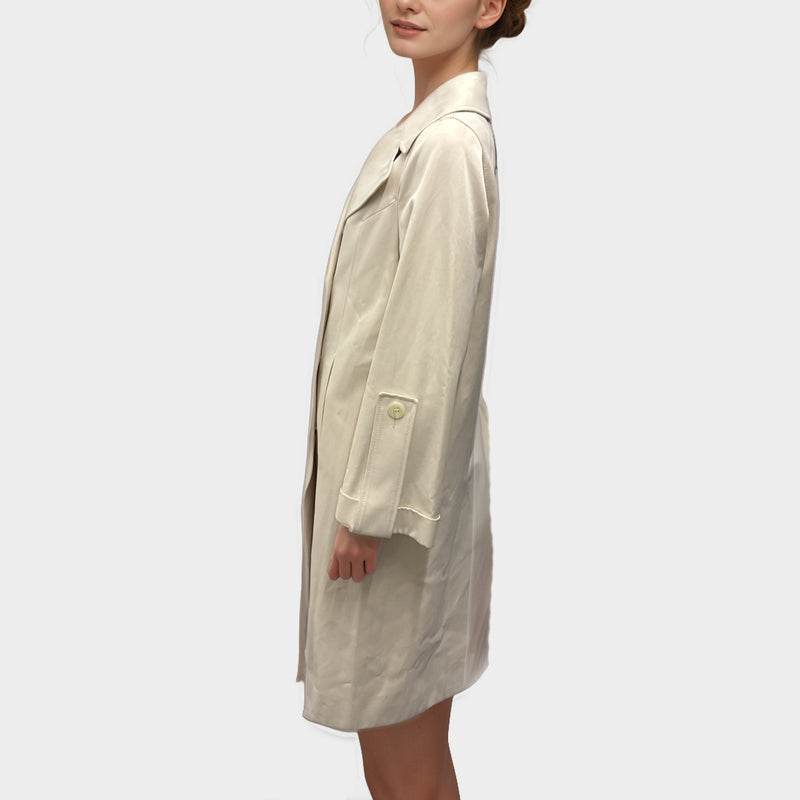 Mira Mikati Women's Beige with multicolour bird detail Trench Coat