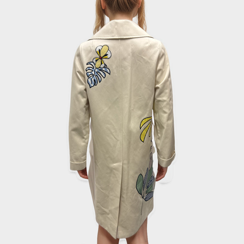 Mira Mikati Women's Beige with multicolour bird detail Trench Coat