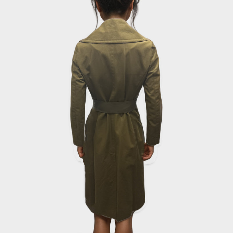 Fendi Women's Khaki Trench Coat with leather belt and pockets