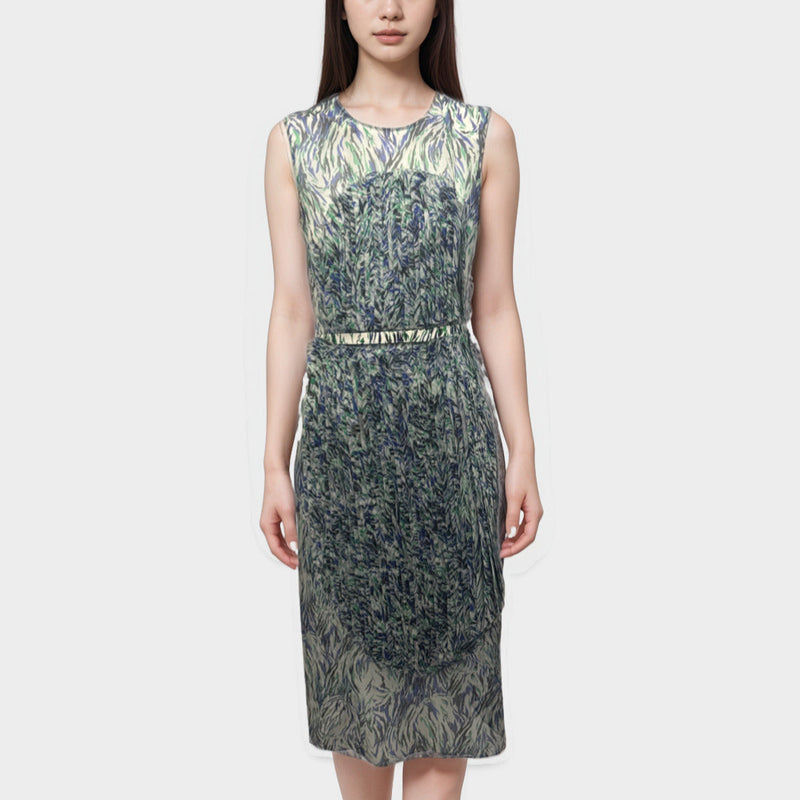 Stella McCartney Organza green and blue belted Dress