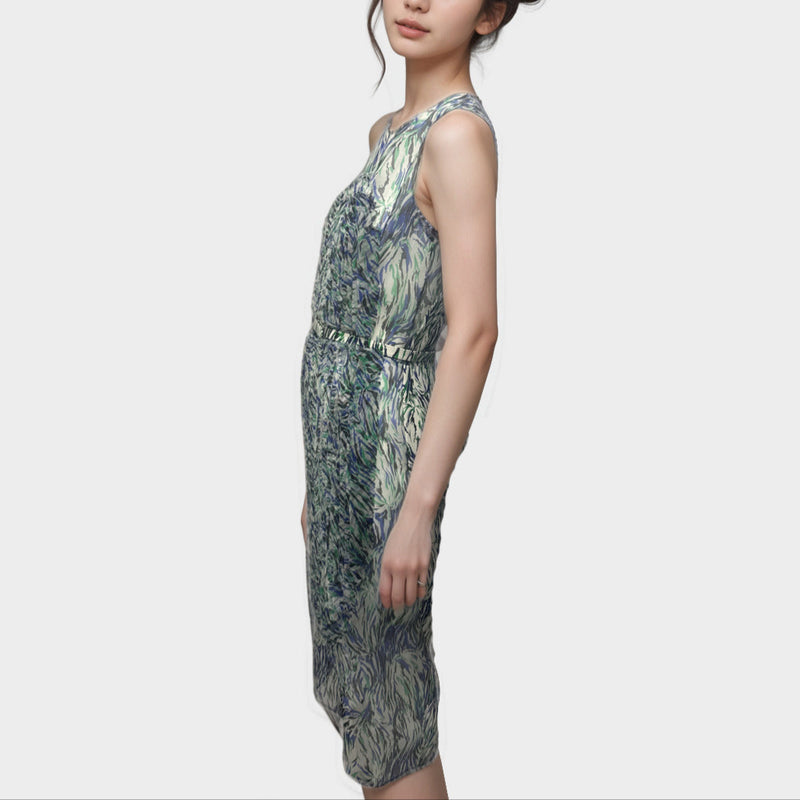 Stella McCartney Organza green and blue belted Dress